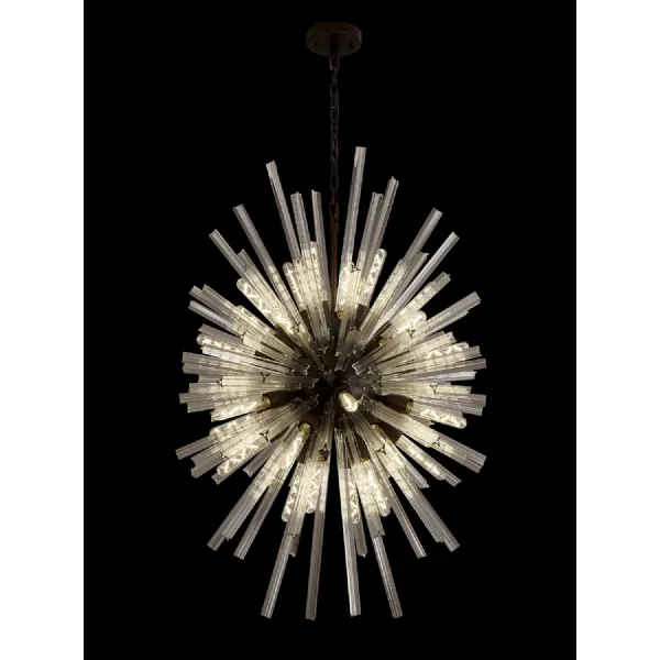 Dalston 32 Light E27, Vertical Oval Pendant Brown Oxide Clear Glass, Item Weight: 22kg