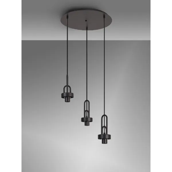 Epsom 2m Round Suspension Kit, 3 x E27, Matt Black