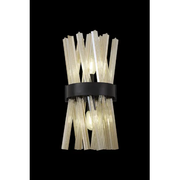 Dalston 2 Light E14, Wall Light E14, Matt Black Champagne Glass