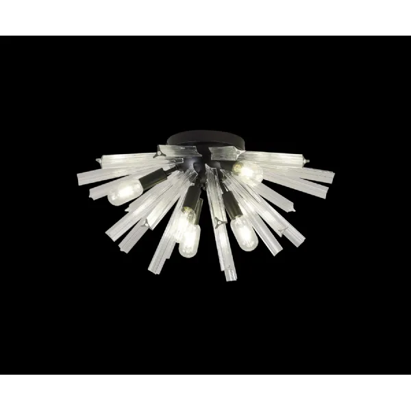 Dalston 6 Light E14, Semi Flush Matt Black Clear Glass