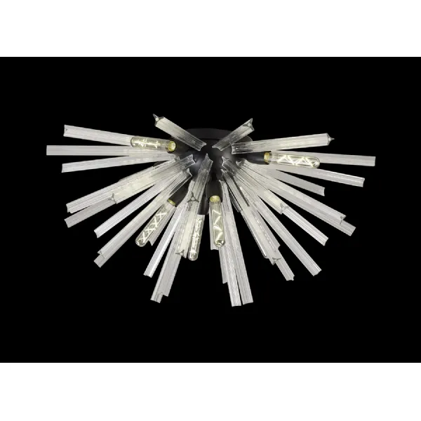 Dalston 8 Light E27, Semi Flush Matt Black Clear Glass