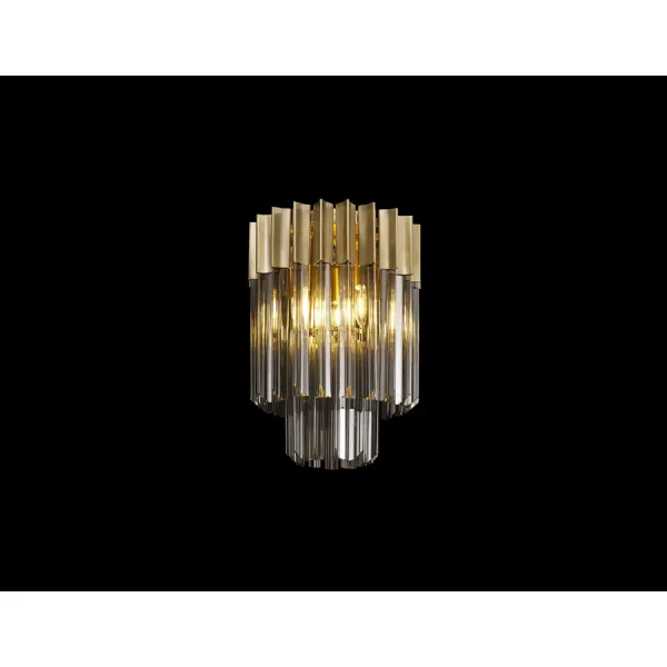 Aldershot 30cm Ceiling Round 3 Light E14, Brass Smoke Sculpted Glass