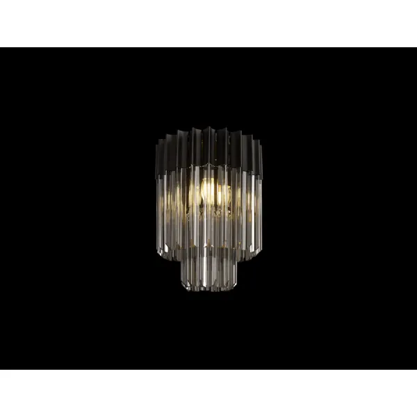 Aldershot 30cm Ceiling Round 3 Light E14, Matt Black Smoke Sculpted Glass