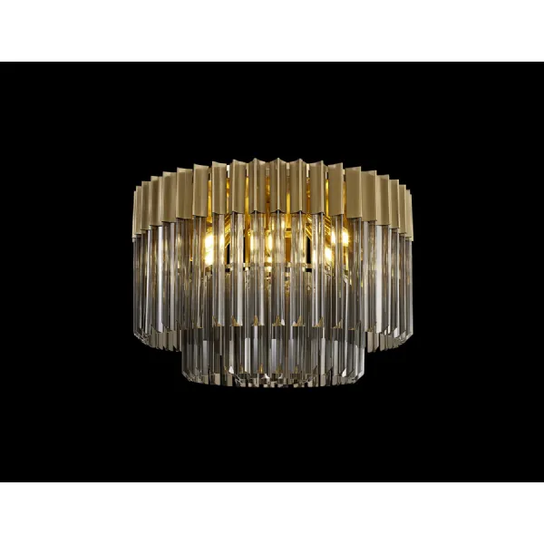 Brass Smoke Sculpted Glass 60cm Pendant 7 E14 Lamp Holders