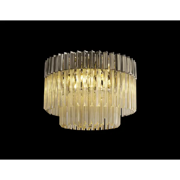 Aldershot 60cm Ceiling Round 7 Light E14, Polished Nickel Cognac Sculpted Glass,Item Weight: 15.3kg