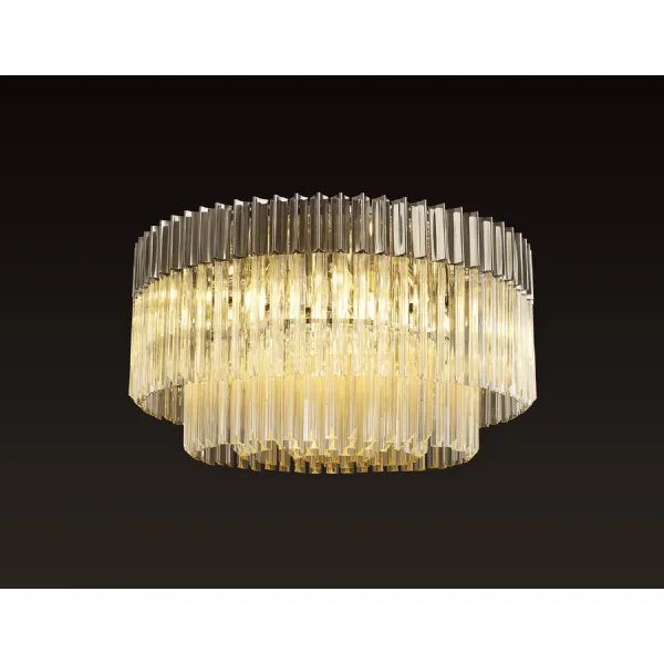Aldershot 80cm Ceiling Round 12 Light E14, Polished Nickel Cognac Sculpted Glass, Item Weight: 28.7kg