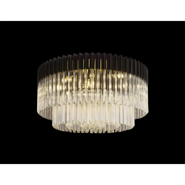 Aldershot 80cm Ceiling Round 12 Light E14, Matt Black Clear Sculpted Glass, Item Weight: 28.4kg
