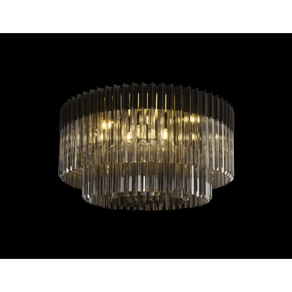 Aldershot 80cm Ceiling Round 12 Light E14, Matt Black Smoke Sculpted Glass, Item Weight: 28.4kg