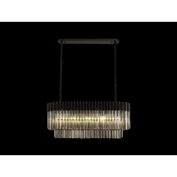 Aldershot 100 x 32cm Pendant Rectangle 5 Light E14, Matt Black Smoke Sculpted Glass, Item Weight: 21kg
