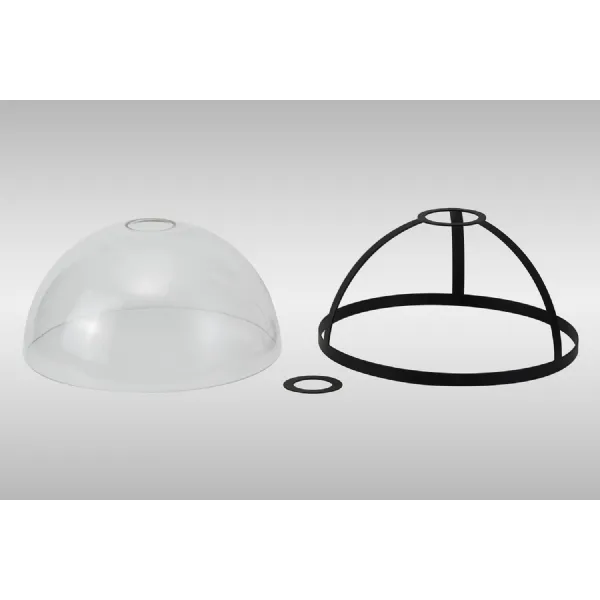 Sandy Round 30cm Matt Black Clear Glass Shade (E), With Metal Trim