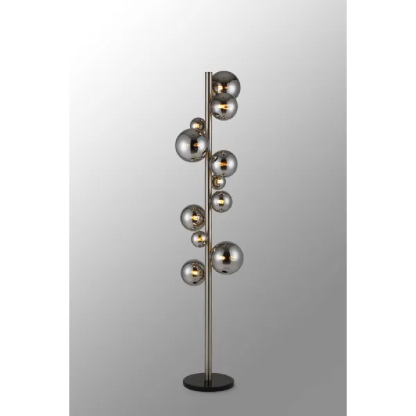 Tenterden Floor Lamp, 11 x G9, Satin Nickel, Chrome Plated Glass