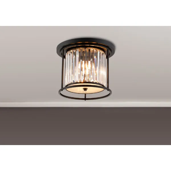 Erith Ceiling, 3 x E27, Satin Black Clear
