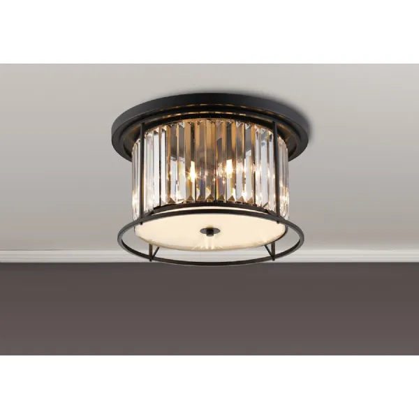 Erith Ceiling, 4 x E27, Satin Black Clear