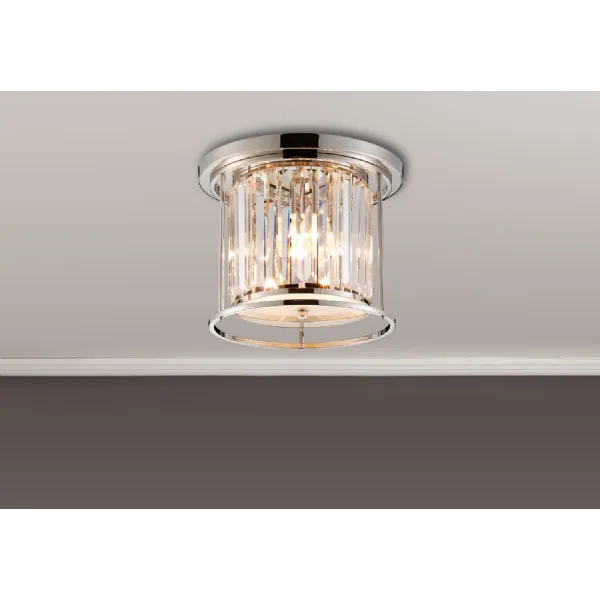 Erith Ceiling, 3 x E27, Polished Nickel Clear