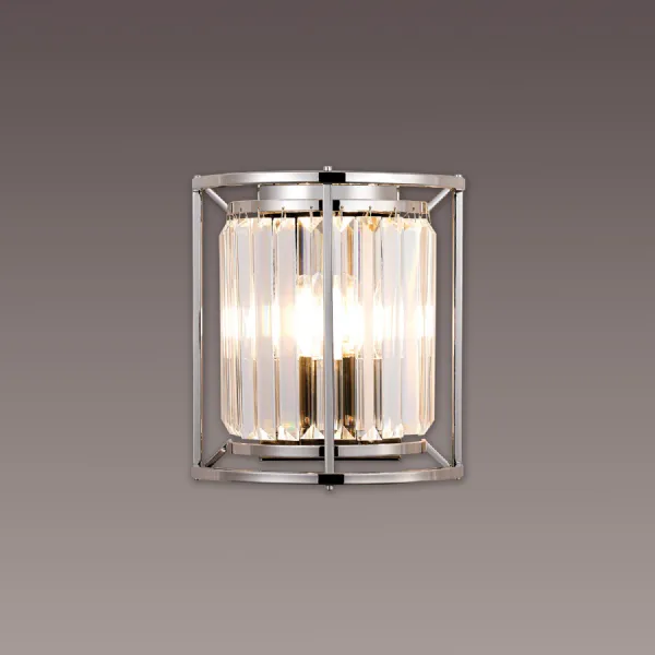 Erith Wall Lamp, 2 x E14, Polished Nickel Clear