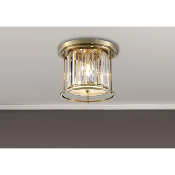 Erith Ceiling, 3 x E27, Antique Brass Clear
