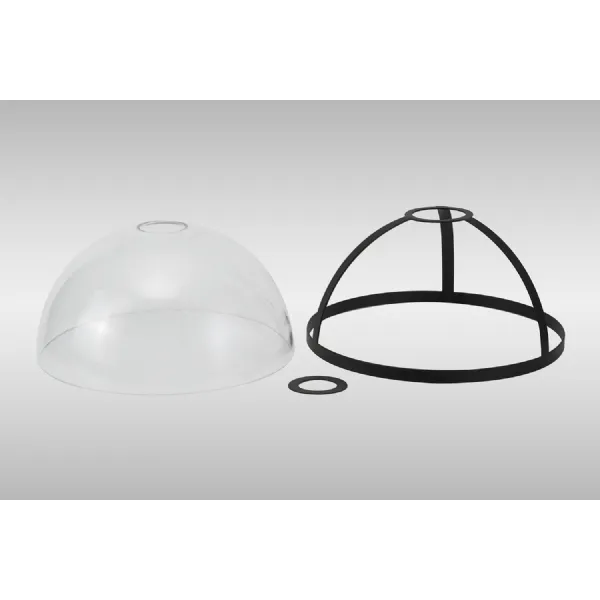 Sandy Round 30cm Graphite Clear Glass Shade (E), With Metal Trim