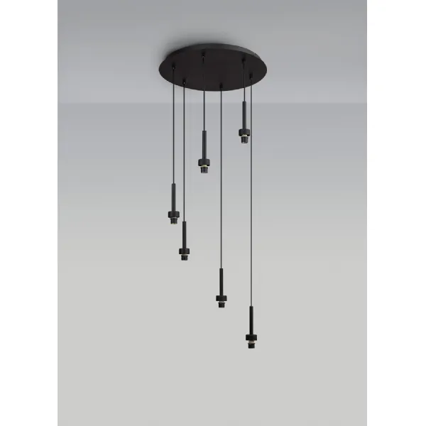 Abingdon Satin Black 6 Light G9 Universal 2.5m Round Multiple Pendant, Suitable For A Vast Selection Of Glass Shades