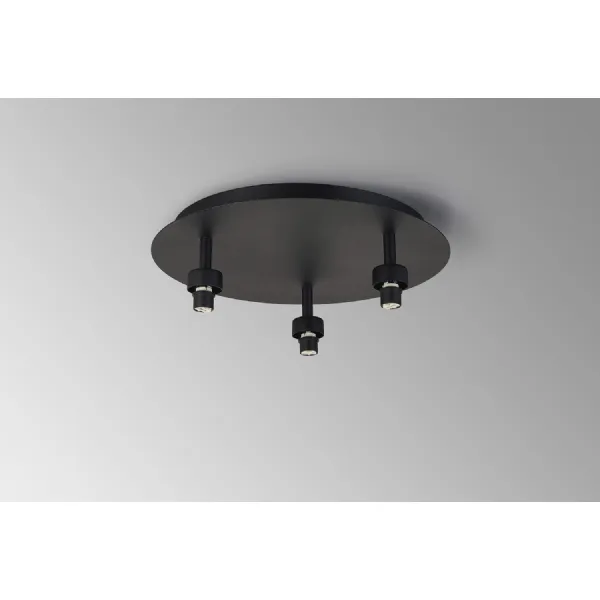 Abingdon Satin Black Round 3 Light G9 Universal 35cm Flush Light, Suitable For A Vast Selection Of Glass Shades