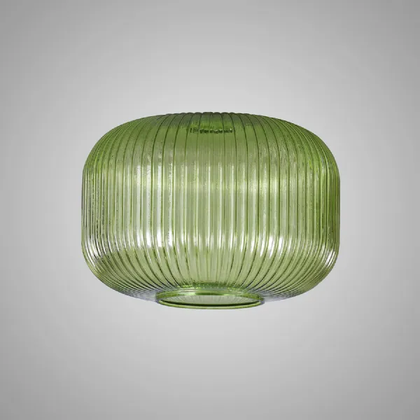 Epsom 30cm Pumpkin Shaped Ribbed Glass (C), Green