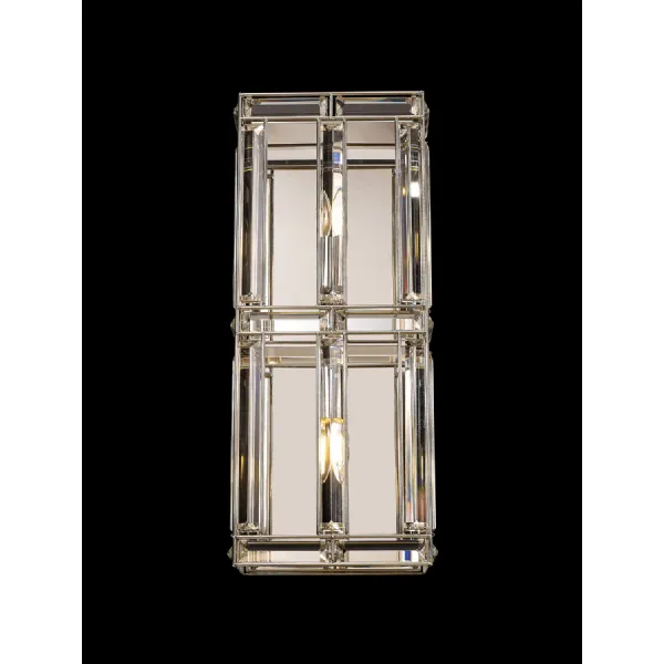 Woolwich Rectangular Wall Light, 2 Light E14, Polished Nickel