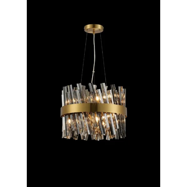 Brass Smoke 40cm Round Pendant Light 10 G9 Lamp Holders