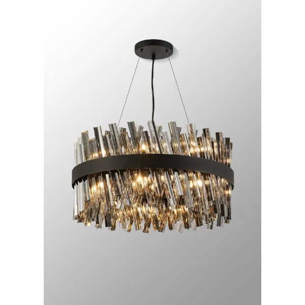 Brighton 60cm 18 Light G9, Pendant Round, Satin Black Smoke Item Weight: 16.81kg