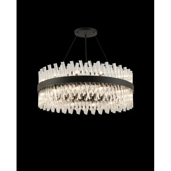 Satin Black Clear 80cm Pendant Light 24 G9 Lamp Holders