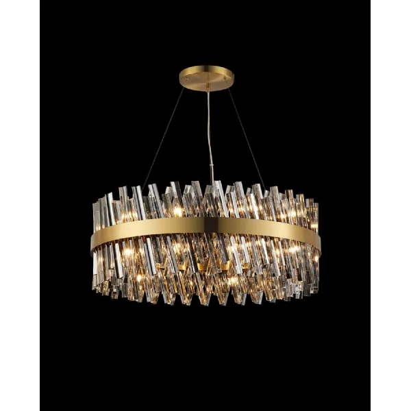 Brass Smoke 80cm 24 Light IP20 Round Pendant G9 Lamp Holder
