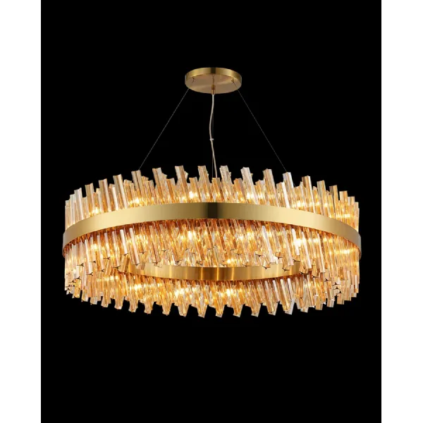 Brighton 1m 32 Light G9, Pendant Round, Brass Amber Item Weight: 29.51kg