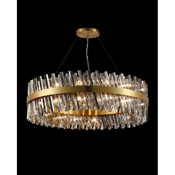 Brighton 1m 32 Light G9, Pendant Round, Brass Smoke Item Weight: 29.51kg