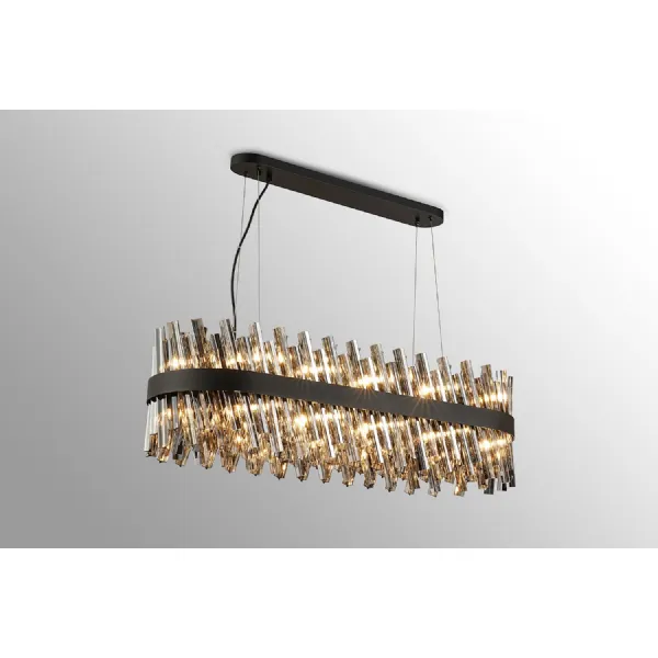 Satin Black Smoke 1m Oblong Pendant Light 24 G9 Lamp Holders