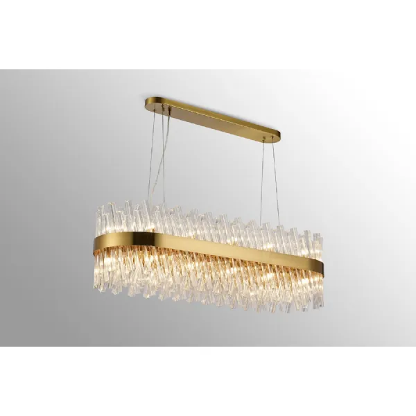 Brass Clear 1m 24 Light IP20 Oblong Pendant G9 Lamp Holder
