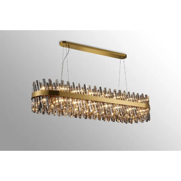 Brass Smoke 1.5m Oblong Pendant 36 G9 Lamp Sockets