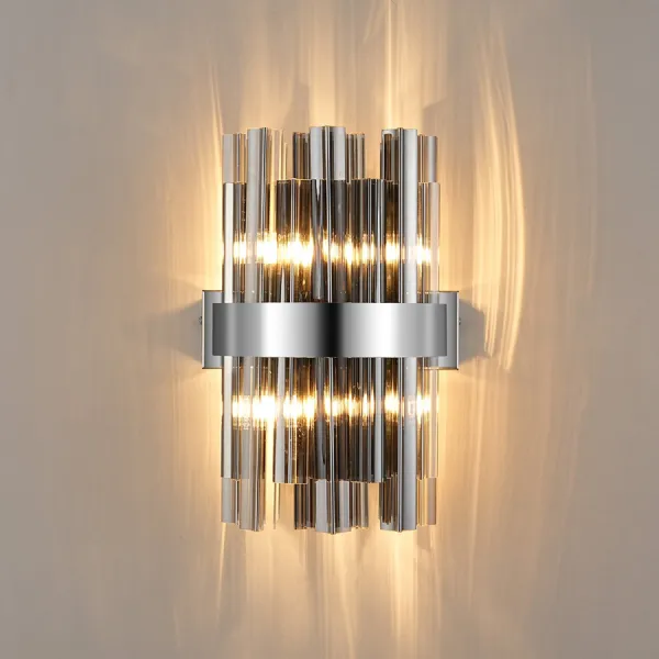 Modern Nickel Smoke Wall Light with 4 G9 Lamp Holders