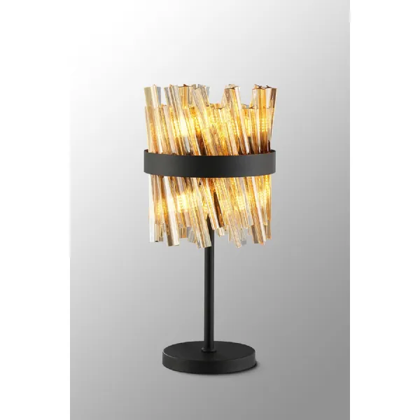 Brighton 6 Light G9, Table Lamp, Satin Black Amber
