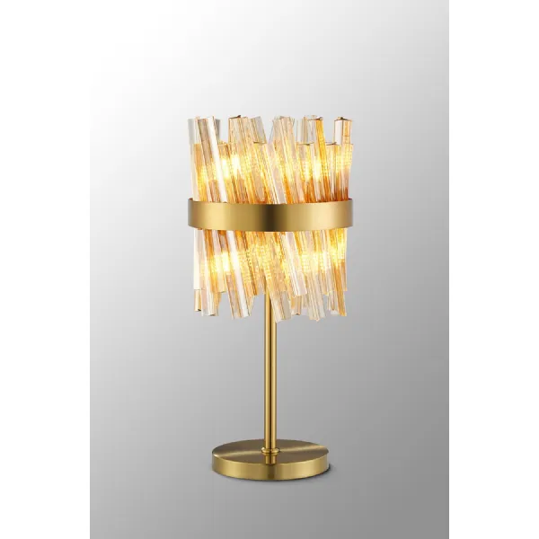 Brighton 6 Light G9, Table Lamp, Brass Amber
