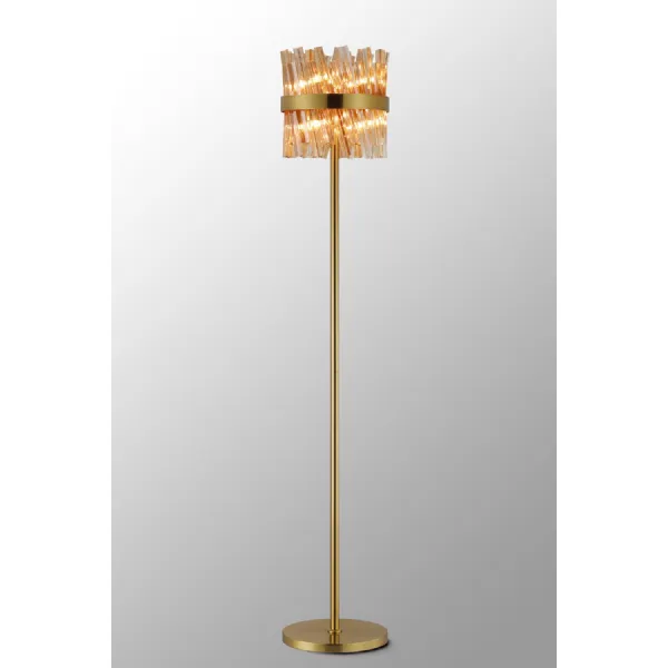 Brighton 8 Light G9, Floor Lamp, Brass Amber