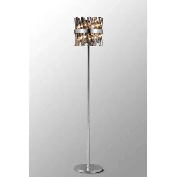 Brighton 8 Light G9, Floor Lamp, Polished Nickel Smoke