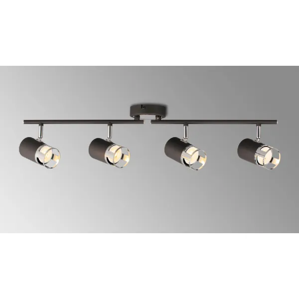 Essex 4 Light Linear Bar Spotlight GU10, Graphite Polished Chrome