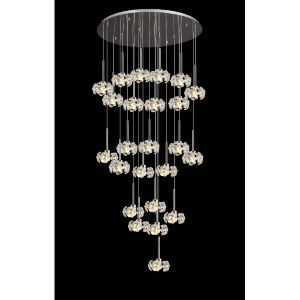 Chrome 24 Light G9 5m Round Multiple Pendant Crystal Shades