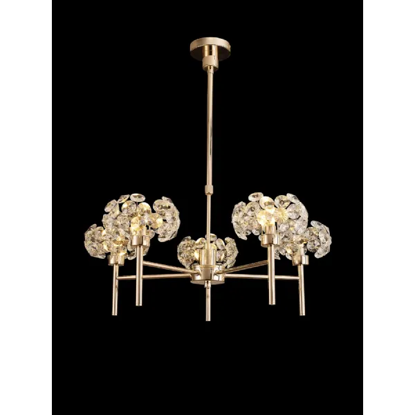 Camden 5 Light G9 Telescopic Light With French Gold And Crystal Shade