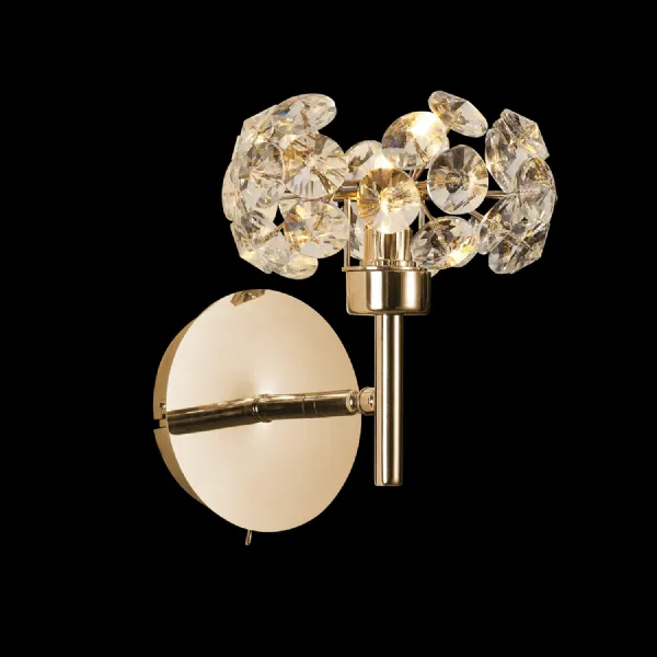 Camden 1 Light Adjustable G9 Switched Wall Lamp With French Gold And Crystal Shade