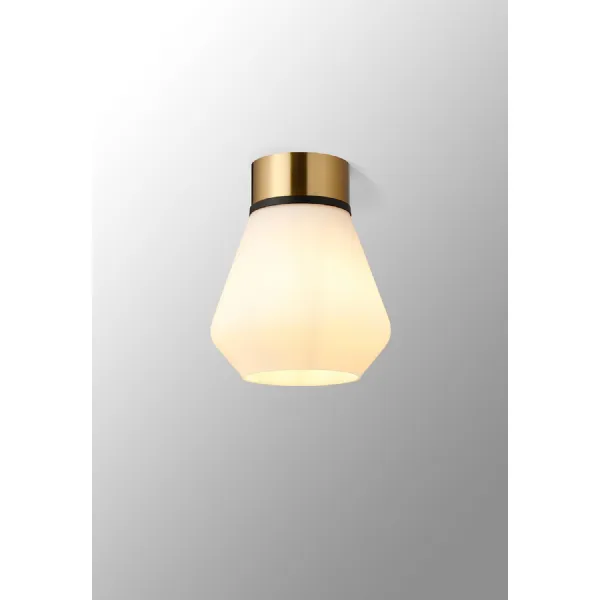 Bordon 1 Light Ceiling E27, With Kite Opal Glass Brass Opal
