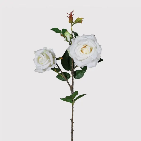 Soft Touch White Rose with Leaves