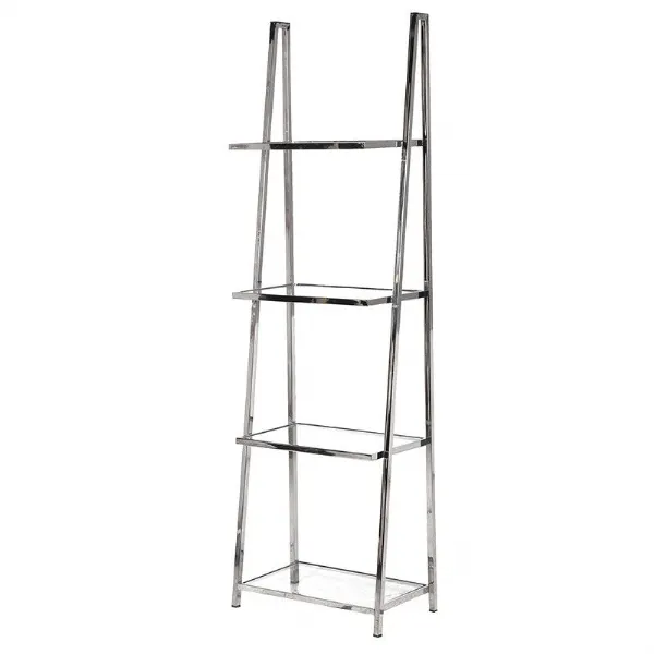 Modern Steel 4 Tier Metal Display Rack 4 Glass Shelves