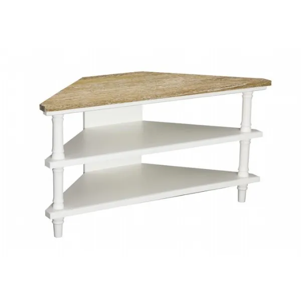 New London Corner TV Unit 2 Shelves Antique White