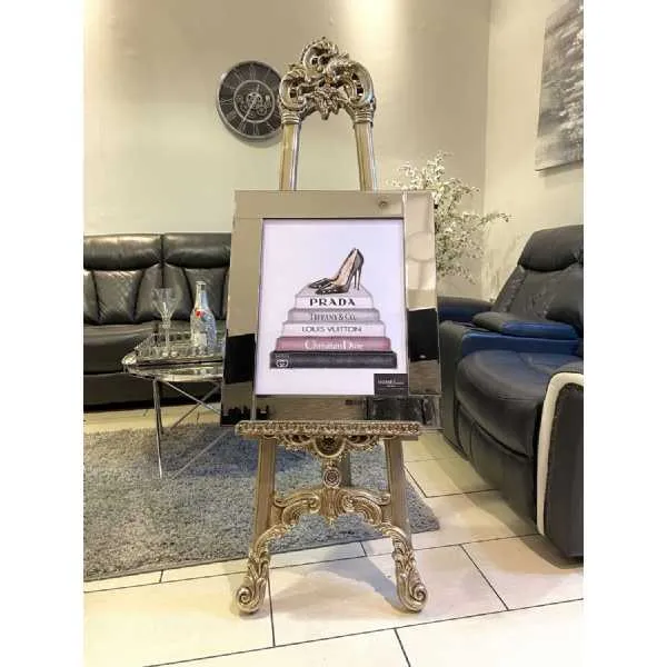 Prada Shoes Bookstack Wall Art Mirror Frame