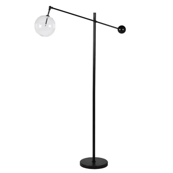 Glass Ball and Black Metal Floor Lamp