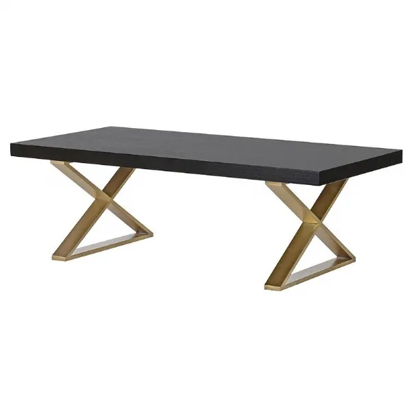 Modern Black and Gold X Frame Coffee Table